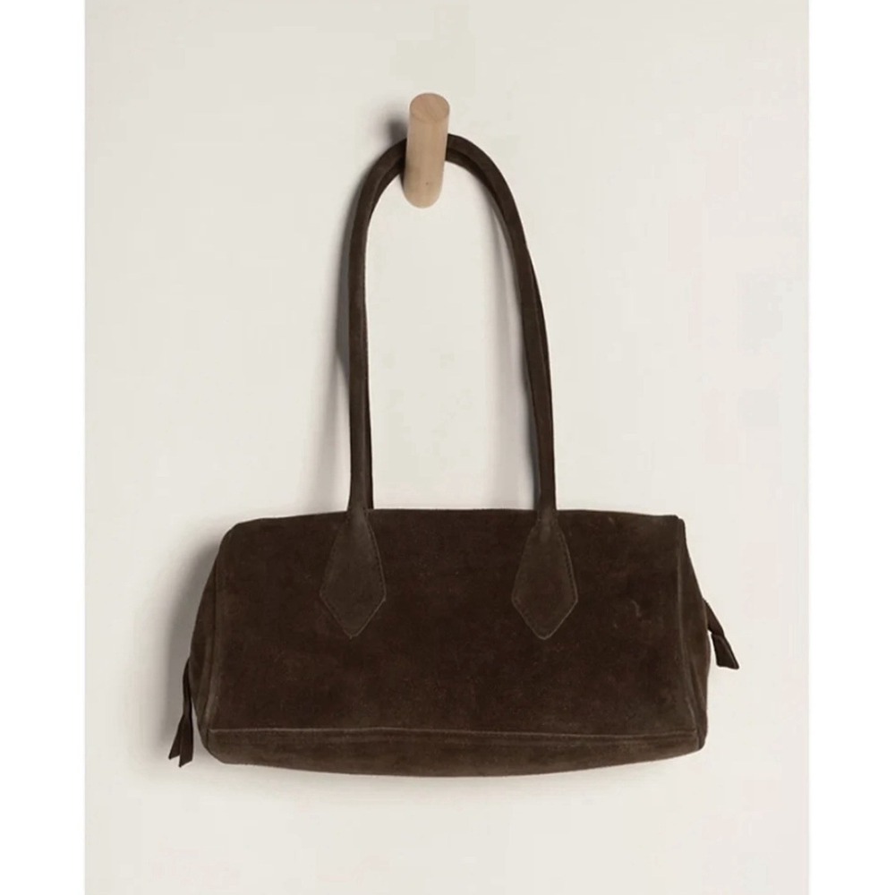 Free People Sierra Dark Chocolate Brown 100% Suede Shoulder Bag Top Handle NWT